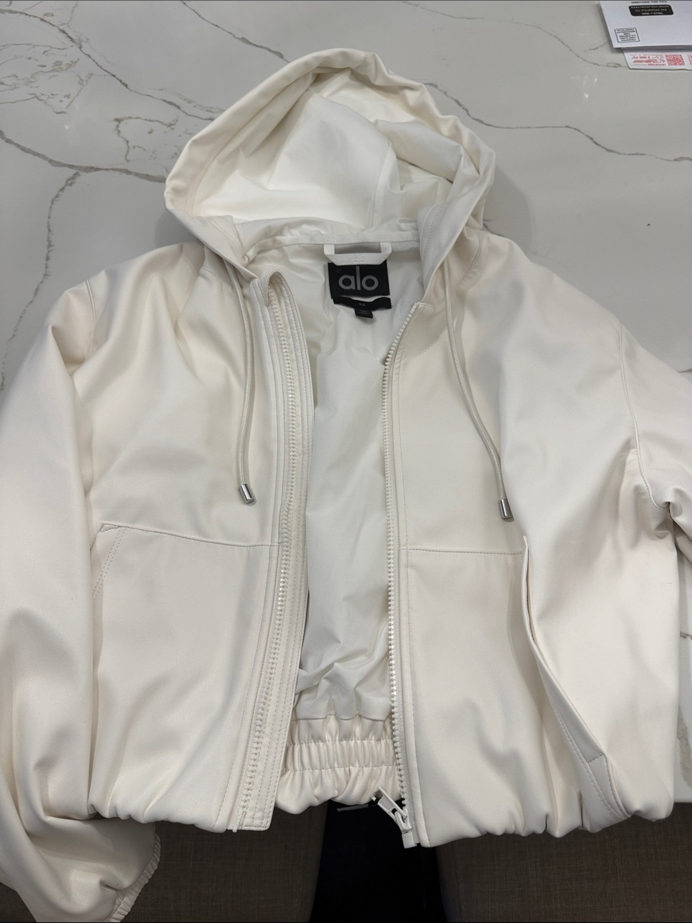 ALO Yoga Kids Cream Hooded Zip Jacket